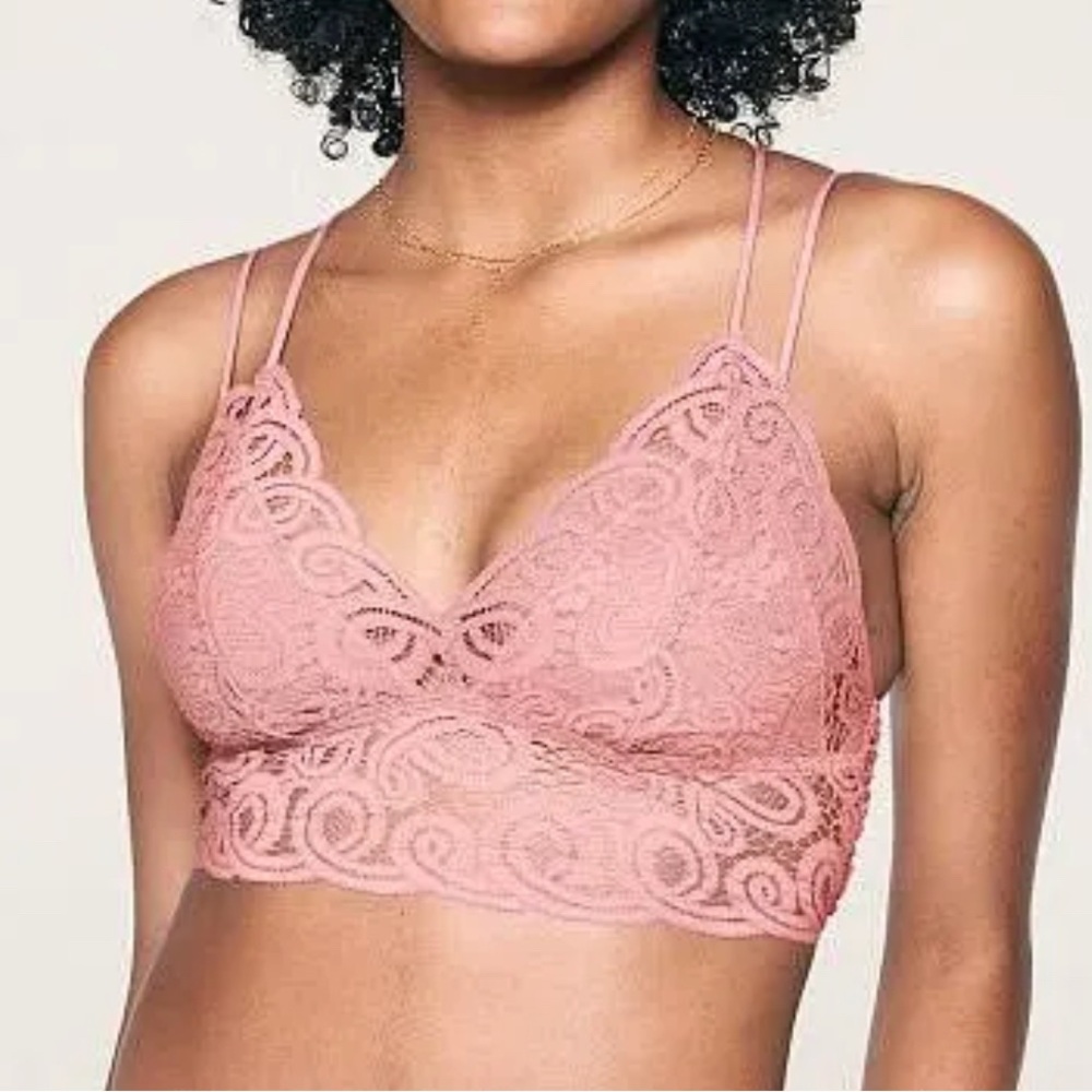 🌸 Victoria's Secret PINK Crochet Lace Bralette in Soft Pink - Size Medium 🌸